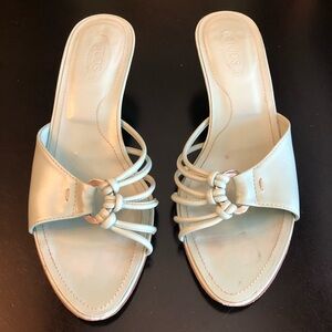 Tod’s Women's Pastel Blue/Seafoam Leather Mules